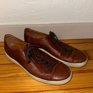 Ecco Brown Leather Sneakers with Minimalist Design